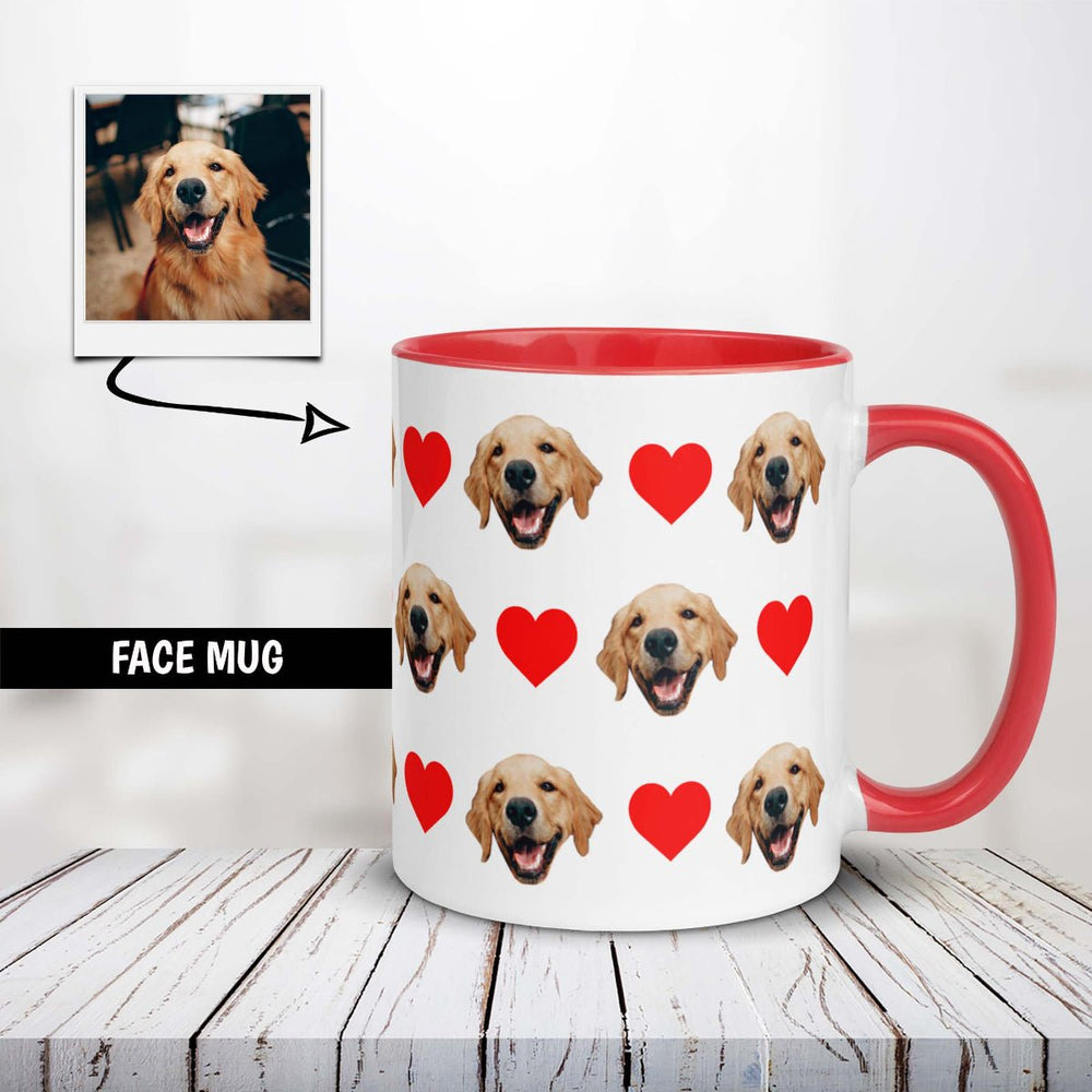 Custom Dog Faces Hearts Mug With Color Inside