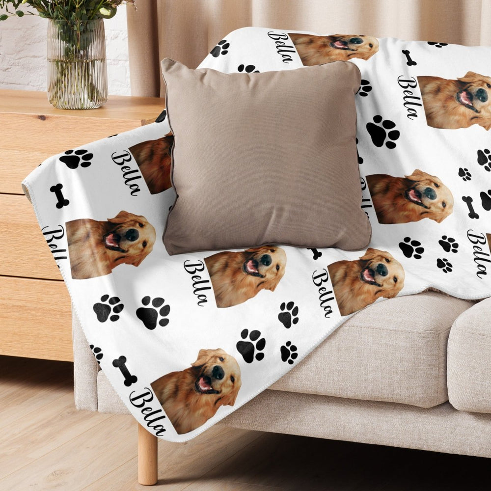Custom Dog Photo Blanket With Text