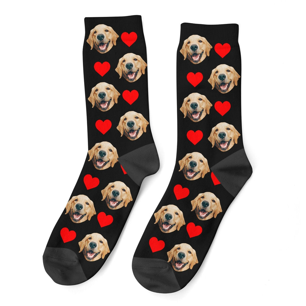 Custom Dog Photo Socks With Hearts