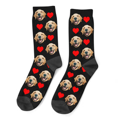 Custom Dog Photo Socks With Hearts