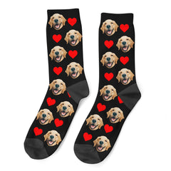 Custom Dog Photo Socks With Hearts