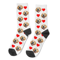 Custom Dog Photo Socks With Hearts