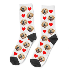 Custom Dog Photo Socks With Hearts