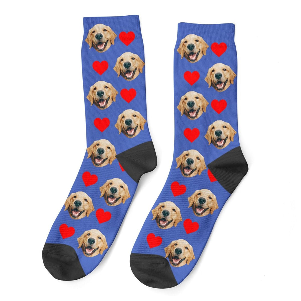 Custom Dog Photo Socks With Hearts