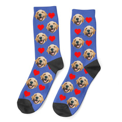 Custom Dog Photo Socks With Hearts