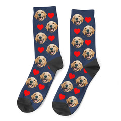Custom Dog Photo Socks With Hearts
