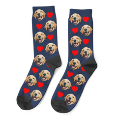 Custom Dog Photo Socks With Hearts