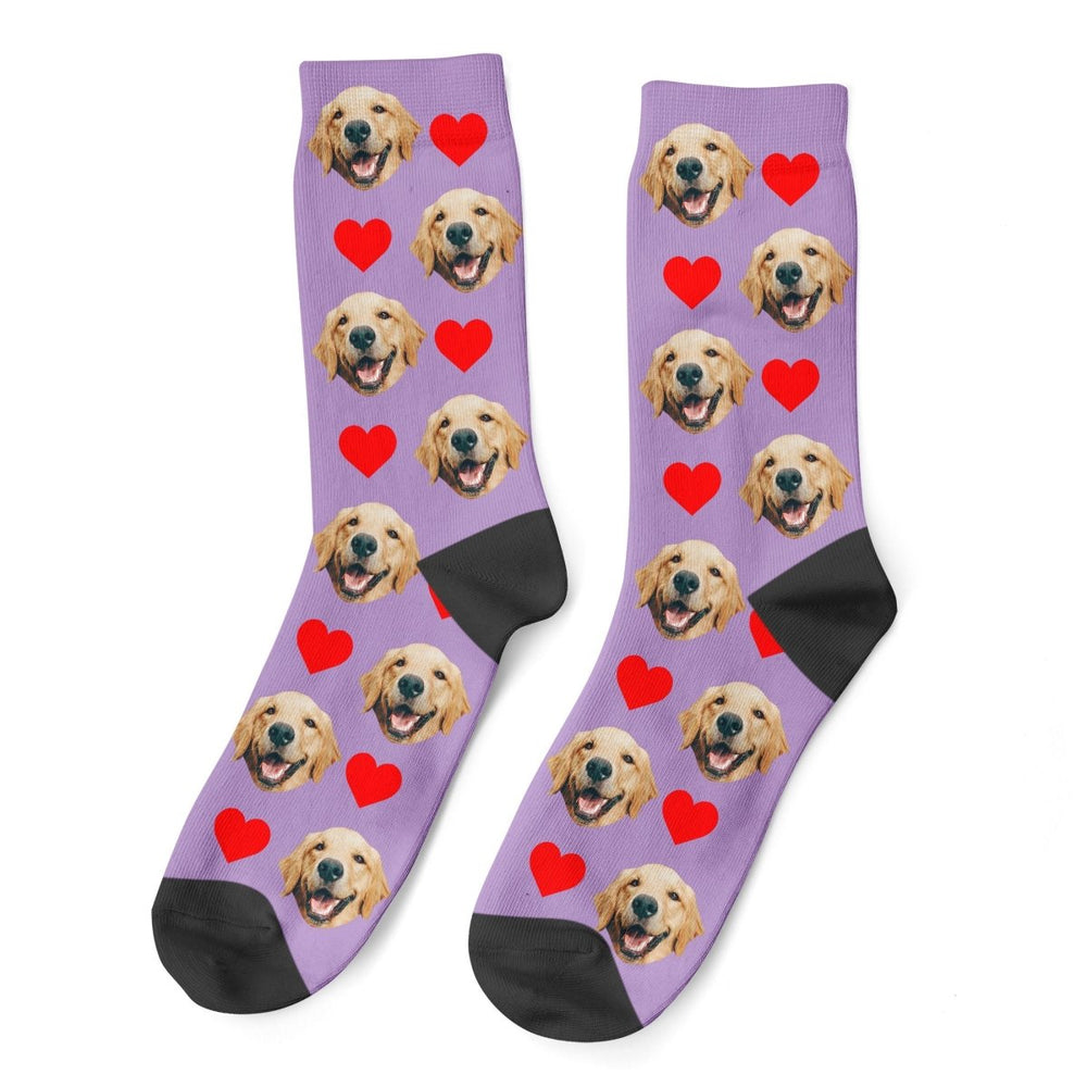 Custom Dog Photo Socks With Hearts