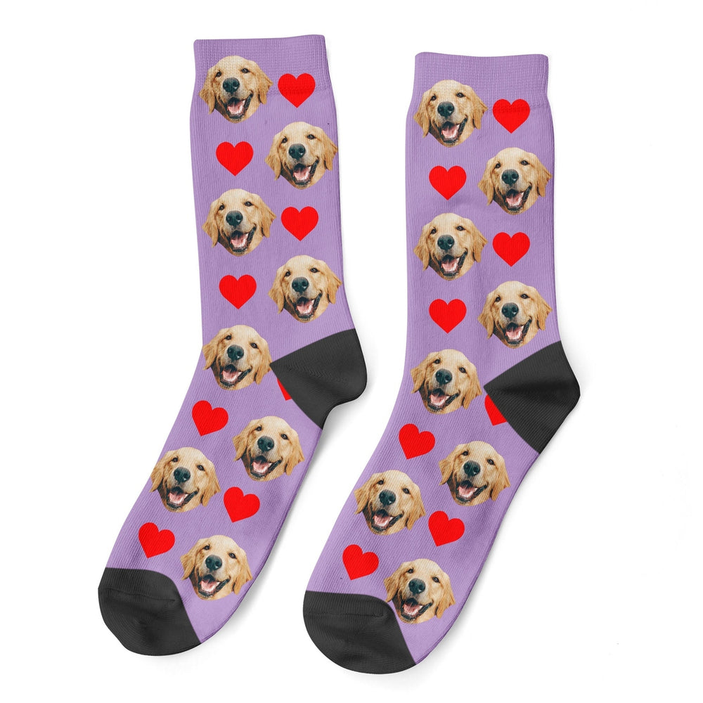 Custom Dog Photo Socks With Hearts