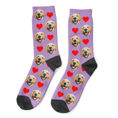 Custom Dog Photo Socks With Hearts