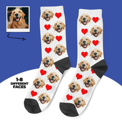 Custom Dog Photo Socks With Hearts