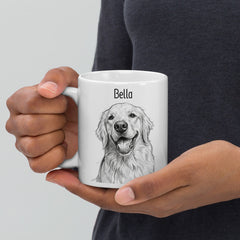 Custom Dog Sketch Portrait Mug With Name