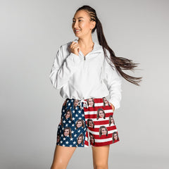 Custom Face American Flag Shorts