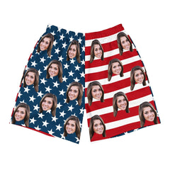 Custom Face American Flag Shorts