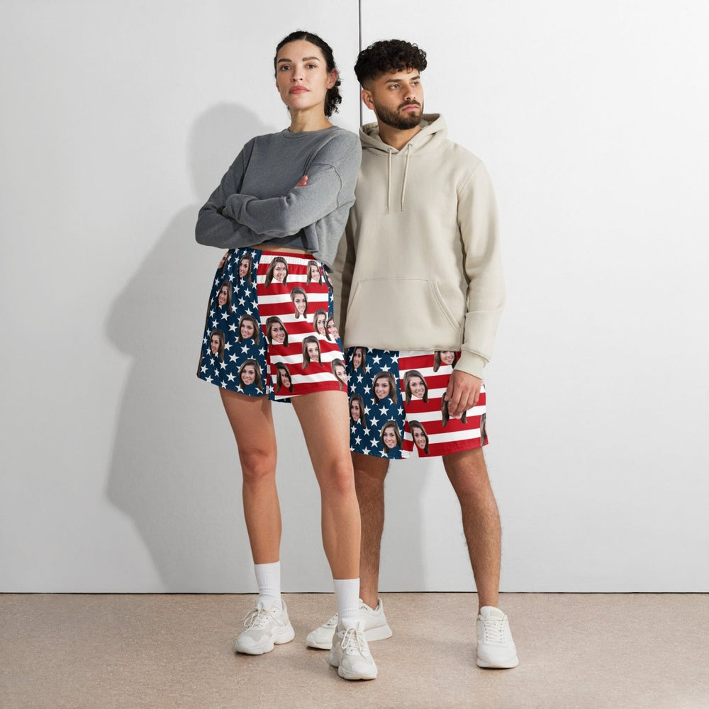 Custom Face American Flag Shorts