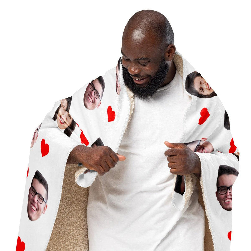 Custom Face Blanket With Hearts