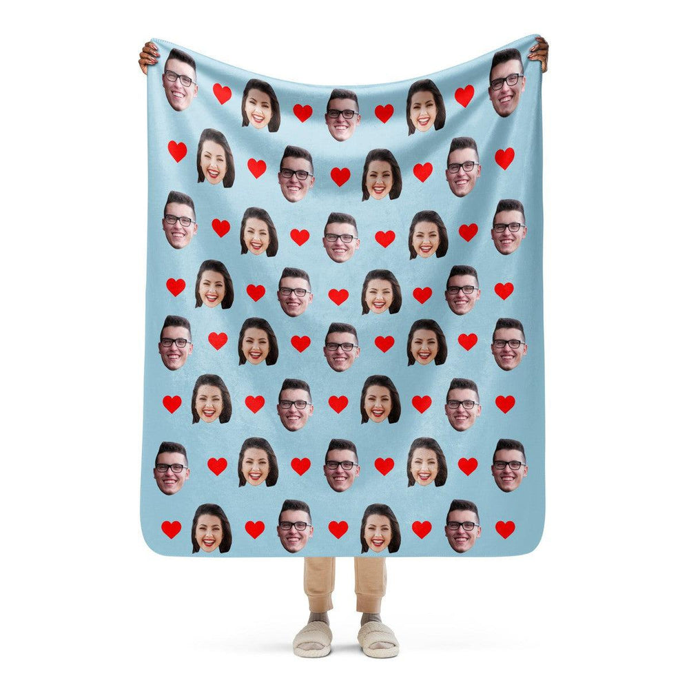Custom Face Blanket With Hearts