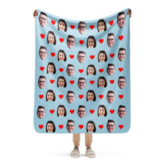 Custom Face Blanket With Hearts