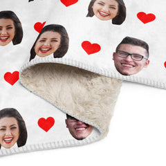 Custom Face Blanket With Hearts