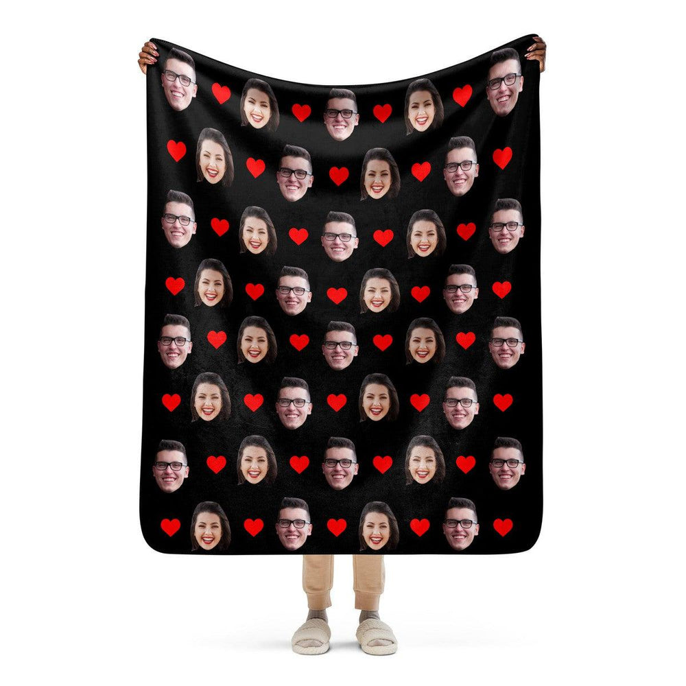 Custom Face Blanket With Hearts