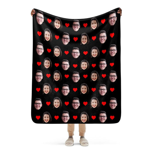 Custom Face Blanket With Hearts