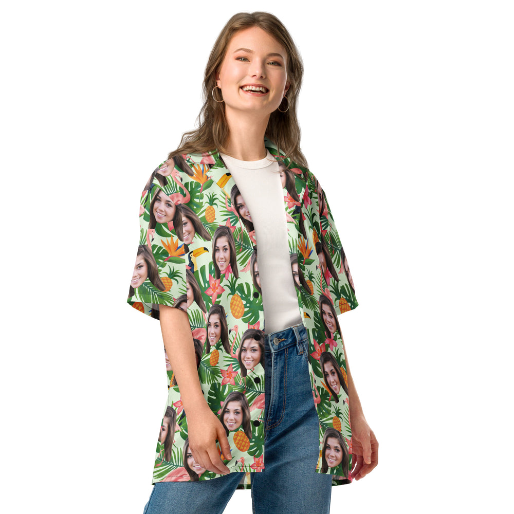 Custom Face Hawaiian Shirt Flamingo Jungle Print