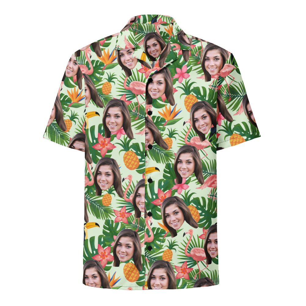 Custom Face Hawaiian Shirt Flamingo Jungle Print