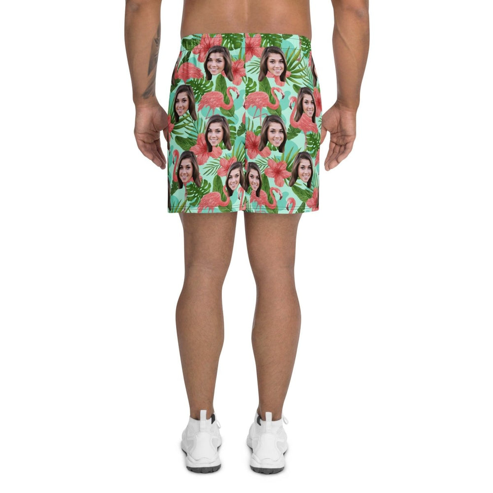Custom Face Hawaiian Shorts Flamingos Flowers Leaves All Over Print