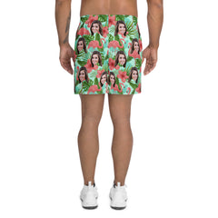 Custom Face Hawaiian Shorts Flamingos Flowers Leaves All Over Print