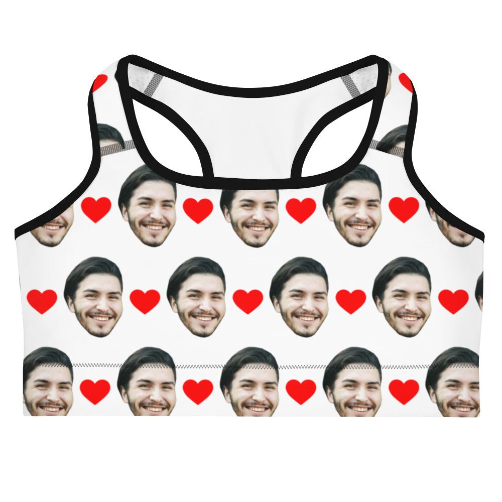 Custom Face Sports Bra With Hearts