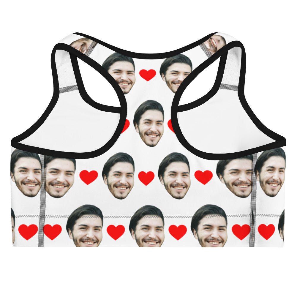 Custom Face Sports Bra With Hearts