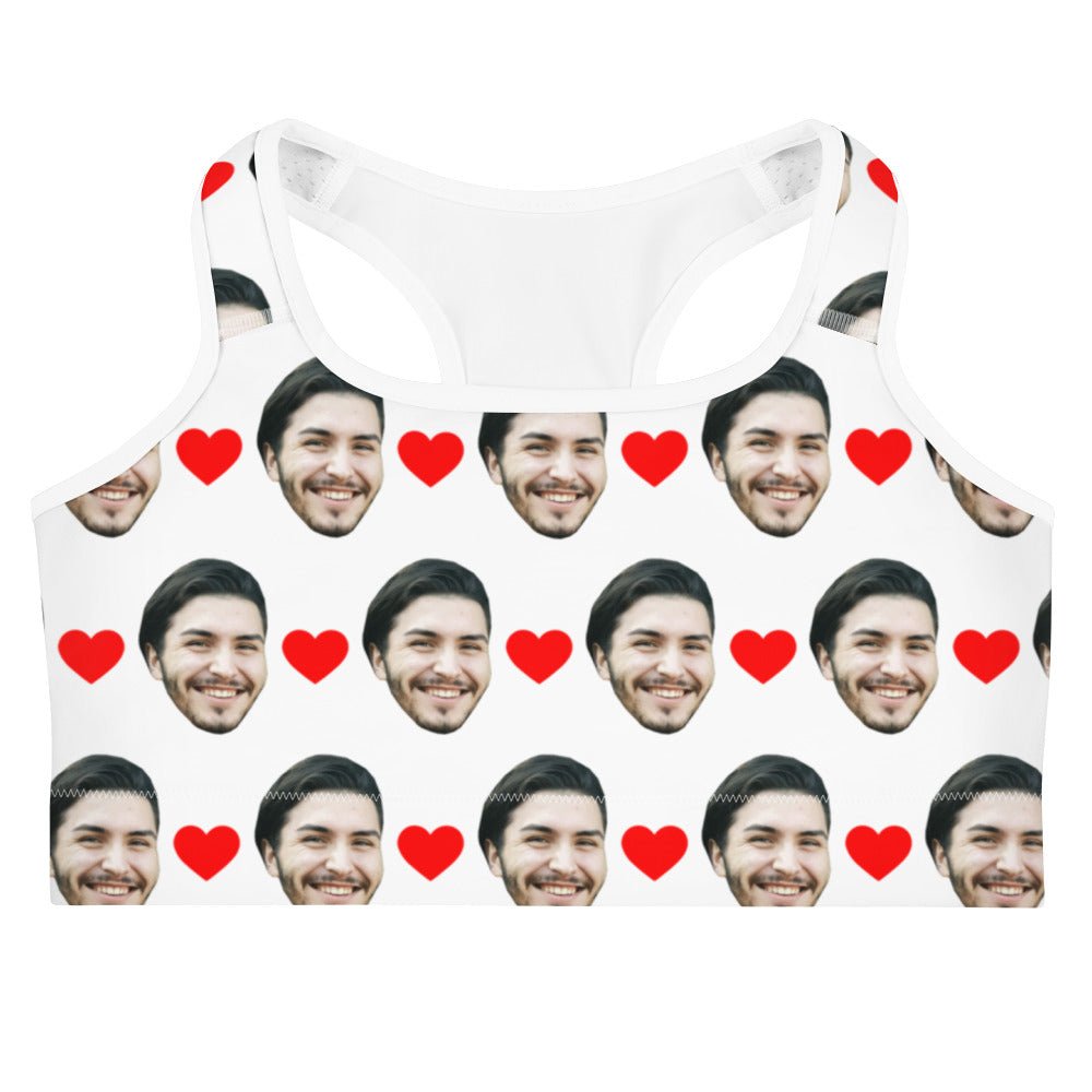 Custom Face Sports Bra With Hearts