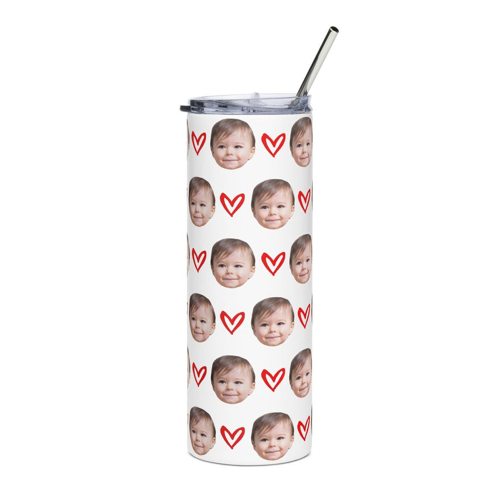 Custom Kid Face Tumbler With Hearts