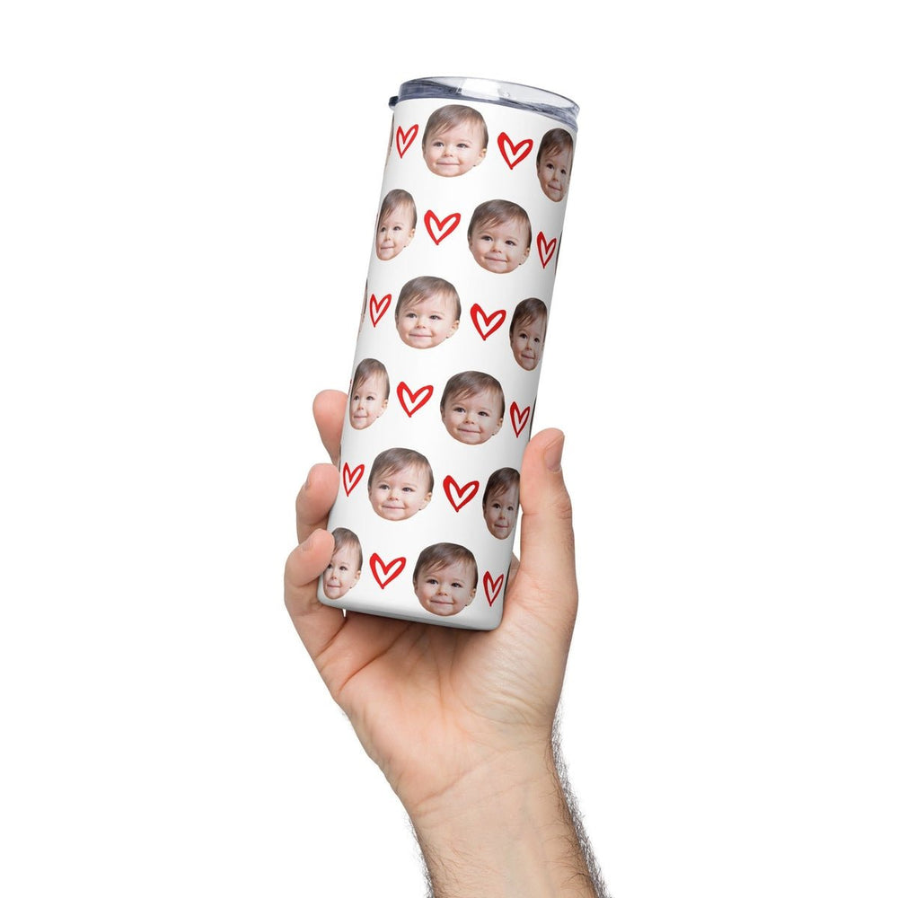 Custom Kid Face Tumbler With Hearts