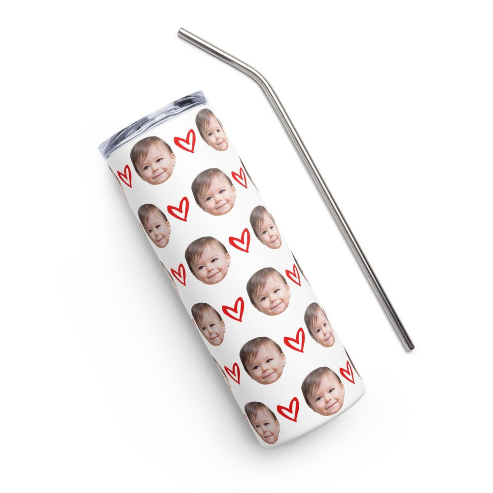 Custom Kid Face Tumbler With Hearts