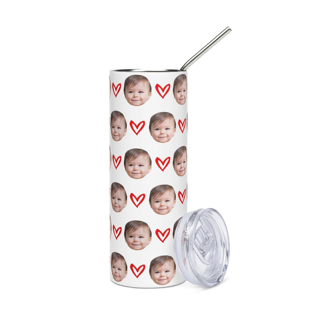 Custom Kid Face Tumbler With Hearts