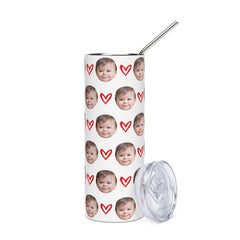 Custom Kid Face Tumbler With Hearts