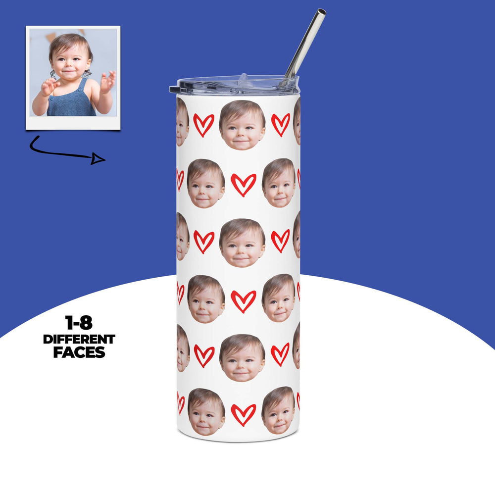 Custom Kid Face Tumbler With Hearts