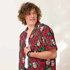Custom Photo Hawaiian Shirt Red Roses Print