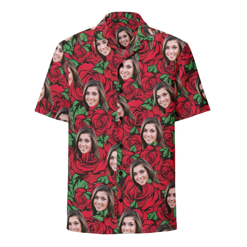 Custom Photo Hawaiian Shirt Red Roses Print
