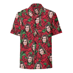 Custom Photo Hawaiian Shirt Red Roses Print