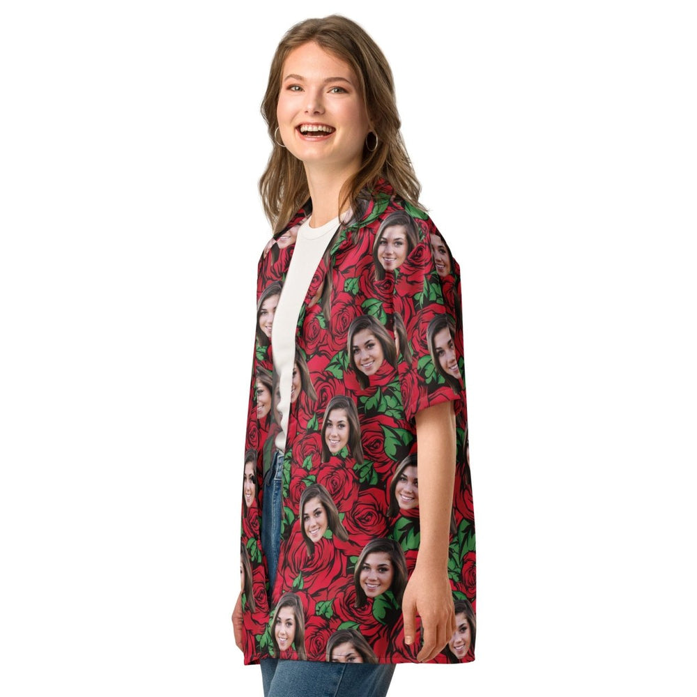 Custom Photo Hawaiian Shirt Red Roses Print