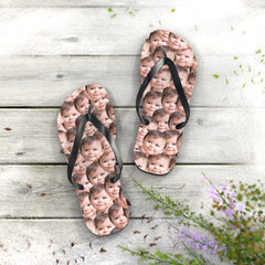 Personalized Baby Face Flip Flops Gift For Dad Mom