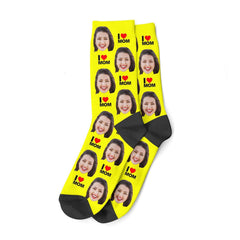 I Love Mom Face Socks