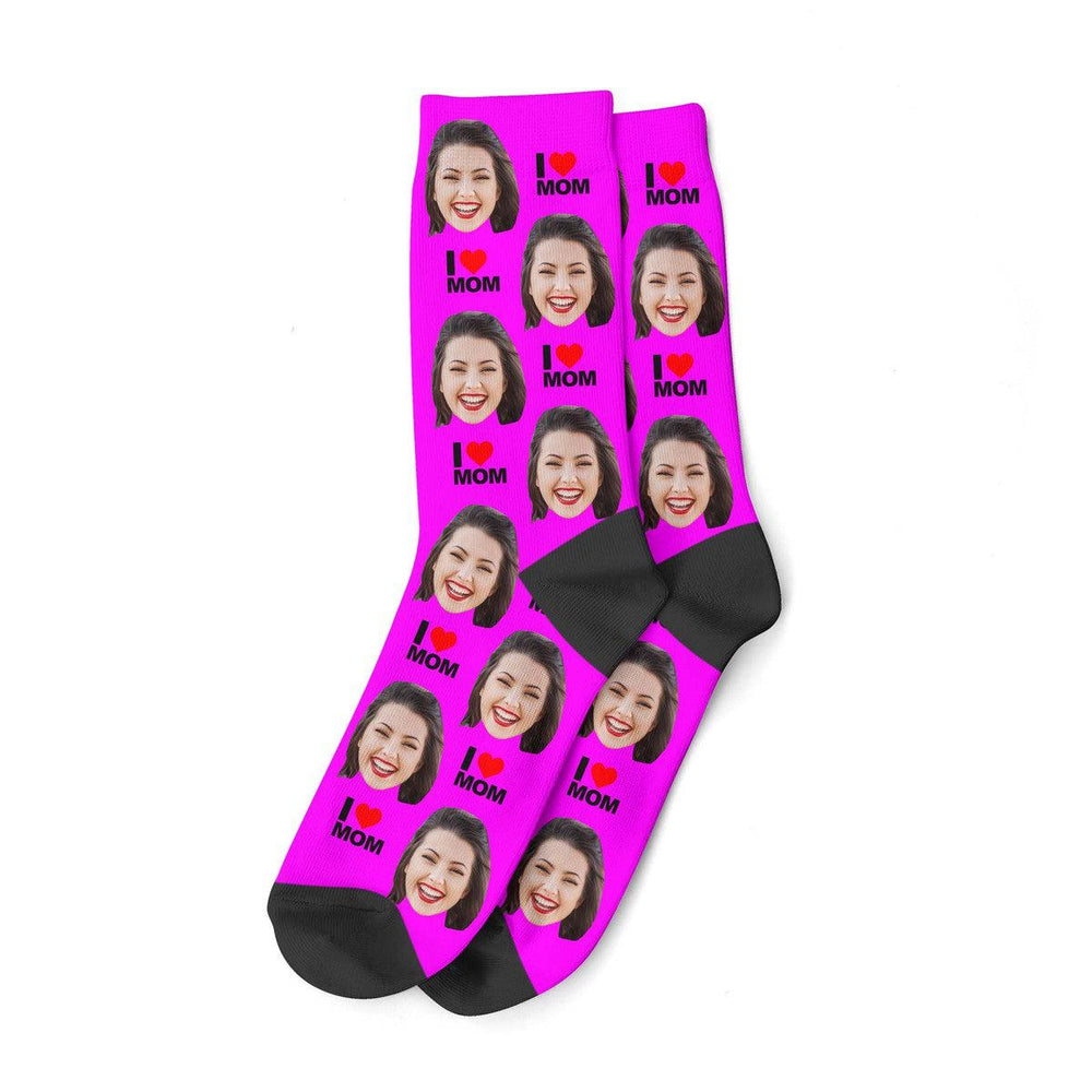 I Love Mom Face Socks