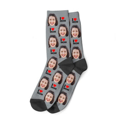 I Love Mom Face Socks