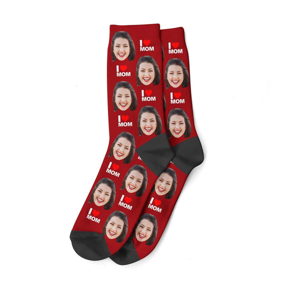 I Love Mom Face Socks