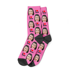I Love Mom Face Socks