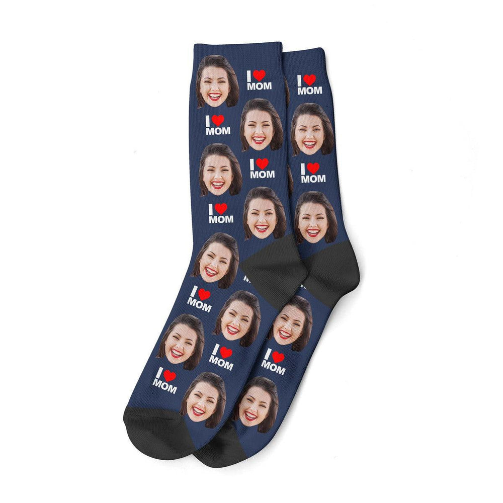 I Love Mom Face Socks