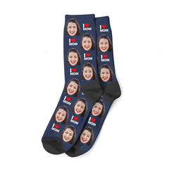 I Love Mom Face Socks